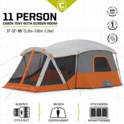 Core Equipment 11 Person Cabin Tent With Screen Room -Campingworld Shop 126041 8
