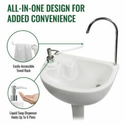 Outdoor 4.5 Gallon Portable Sink With Foot Pump, Soap Dispenser, And Waste Tank -Campingworld Shop 131067 7