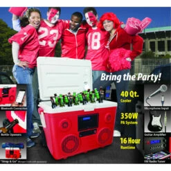 40-Quart Wheeled Cooler, Bluetooth PA System And Power Station - Red -Campingworld Shop 131407 4