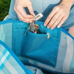 CGEAR Sand-Free Multi-Pocket Beach Tote, Blue Plaid -Campingworld Shop 131798 4