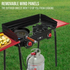 Outdoor Dual-Burner Stove With Side Shelves -Campingworld Shop 133616 3