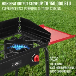 Outdoor Dual-Burner Stove With Side Shelves -Campingworld Shop 133616 5