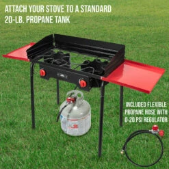 Outdoor Dual-Burner Stove With Side Shelves -Campingworld Shop 133616 6