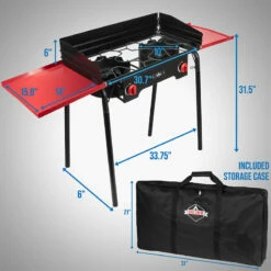 Outdoor Dual-Burner Stove With Side Shelves -Campingworld Shop 133616 7