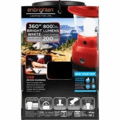 GE Enbrighten LED 6D USB-Charging Lantern, Red -Campingworld Shop 382258 2
