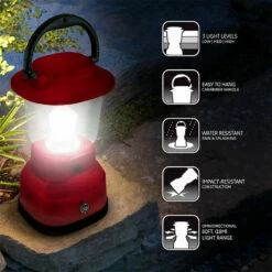 GE Enbrighten LED 6D USB-Charging Lantern, Red -Campingworld Shop 382258 6