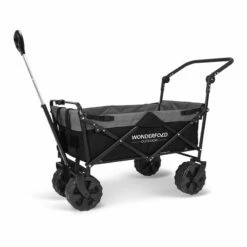 Wonderfold Outdoor S2 Push And Pull Utility Folding Wagon With Wide Beach Tires