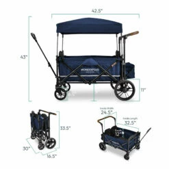 Wonderfold Outdoor X4 Push And Pull Stroller Wagon With Canopy -Campingworld Shop 383627 NAVY 6