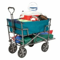 Collapsible Double Decker Outdoor Utility Wagon, Teal