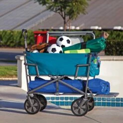 Collapsible Double Decker Outdoor Utility Wagon, Teal -Campingworld Shop 601891 3