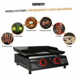 Royal Gourmet 18" Portable Countertop Gas Grill Griddle -Campingworld Shop 752993 3