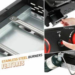 Royal Gourmet 18" Portable Countertop Gas Grill Griddle -Campingworld Shop 752993 5