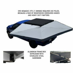 Overland Vehicle Systems Nomadic 270 LT Awning With Wall 1, 2, And Mounting Brackets, Driver Side, Dark Gray -Campingworld Shop 755224 4