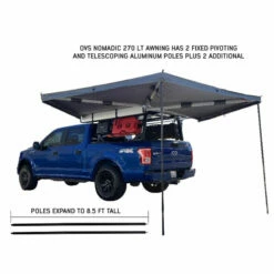 Overland Vehicle Systems Nomadic 270 LT Awning With Wall 1, 2, And Mounting Brackets, Driver Side, Dark Gray -Campingworld Shop 755224 5