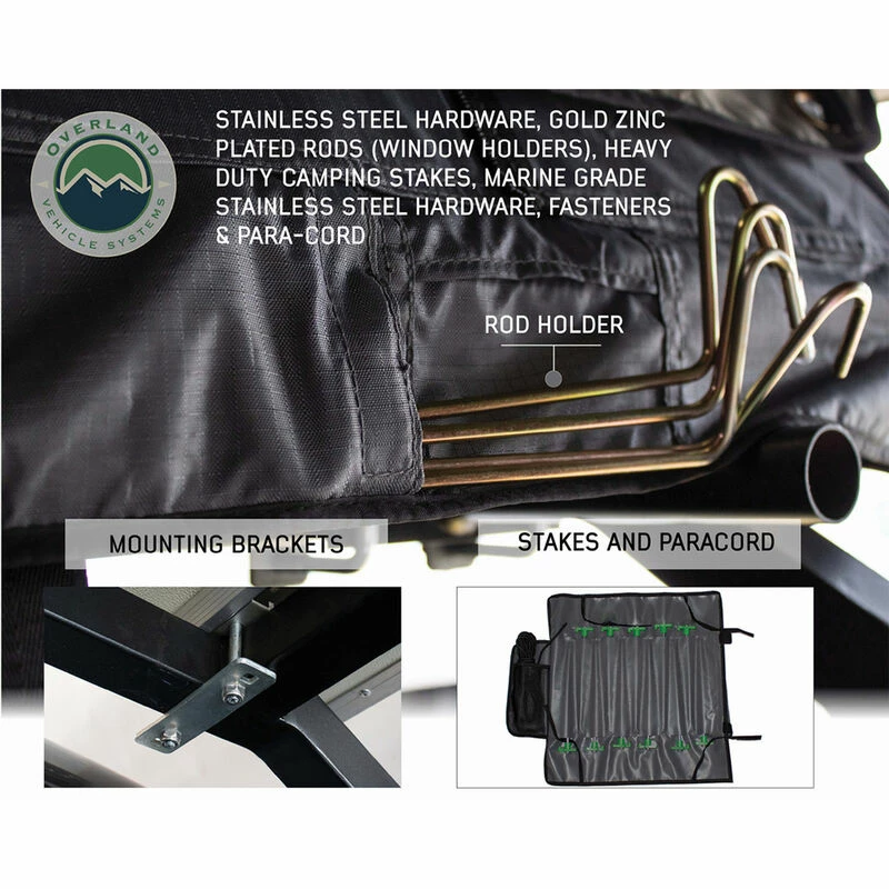 Overland Vehicle Systems Nomadic 3 Extended Rooftop Tent With Annex 4 Overland Vehicle Systems Nomadic 3 Extended Rooftop Tent With Annex - Image 2